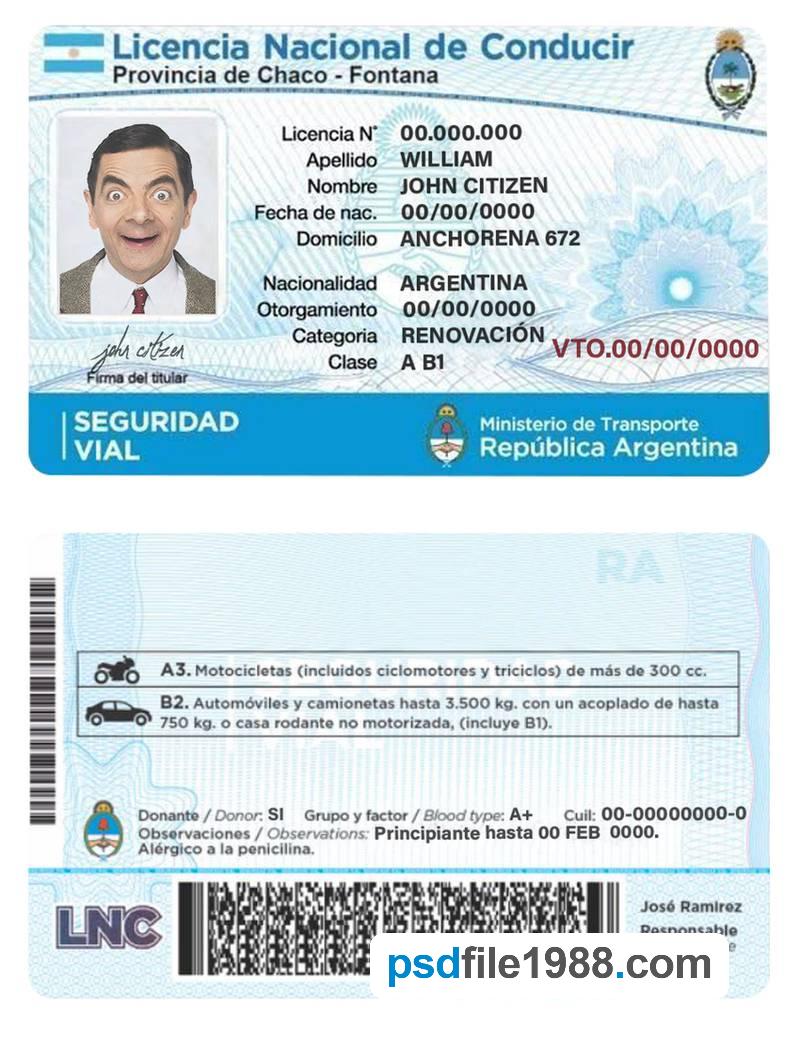 Argentina Driving License